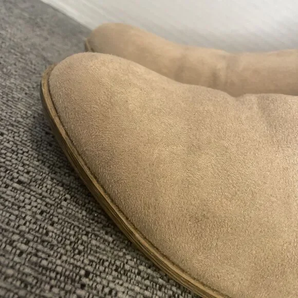 American Eagle Booties Women’s Size 12  Tan Faux Suede Low‎ Heel Ankle Boots Zip - Picture 6 of 15